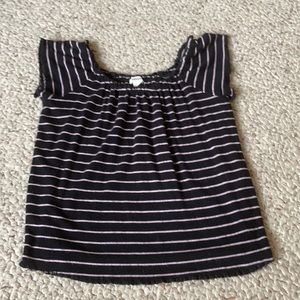 Garage Off Shoulder Pink and Black Striped Shirt